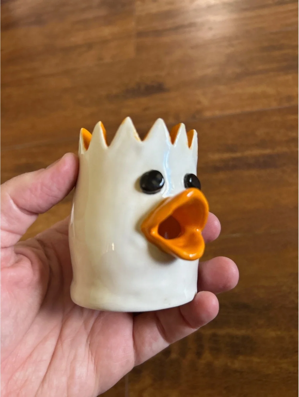 Ceramic Duck Face Mini Planter Pot with Orange Interior